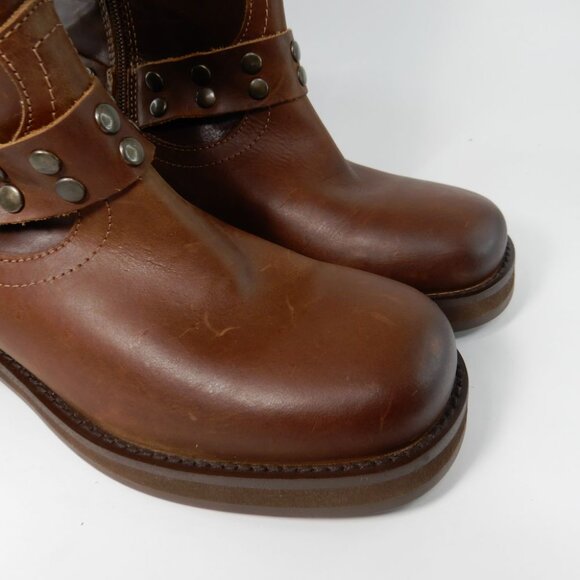 DINGO Anarchy Moto Boots Bootie Size 8.5 Brown Leather Harness Studs NEW - Picture 7 of 15